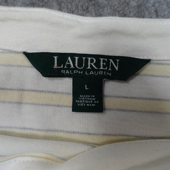 Ralph Lauren Top Womens Large Striped Long Bell Sleeve Gold Button Preppy Boat - Picture 4 of 11